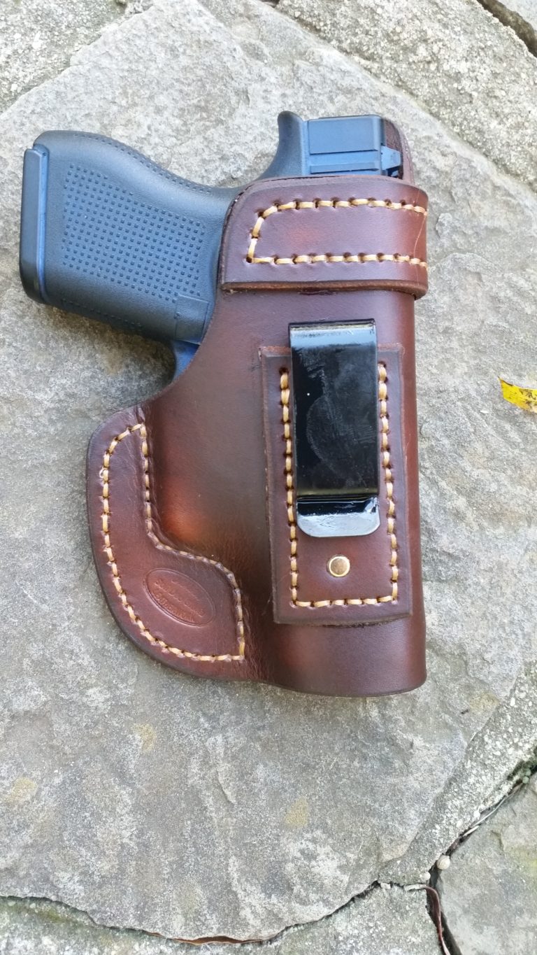 rt/brn/IWB/ Glock 43 leather holster - Jackson LeatherWork, LLC